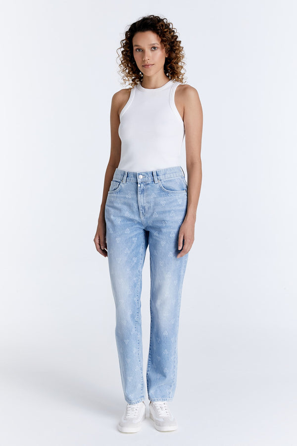 Cup Of Joe Denim Daisy Mid Waist Regular Length Printed 5 Pocket Jeans