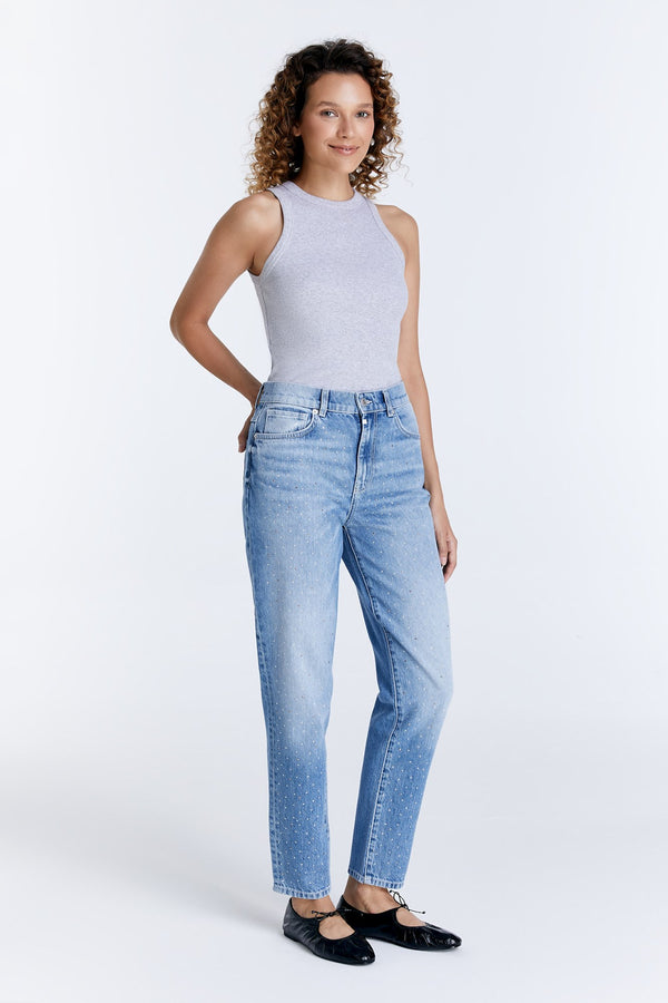 Cup Of Joe Denim Daisy Mid Waist Regular Length Strass 5 Pocket Jeans