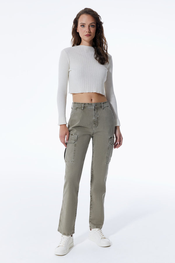 Cup Of Joe Denim Daphne High Waist Regular Length Cargo Pants