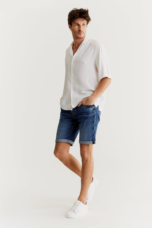 Cup Of Joe Denim Dennis Mid Waist Regular Length 5 Pocket Shorts