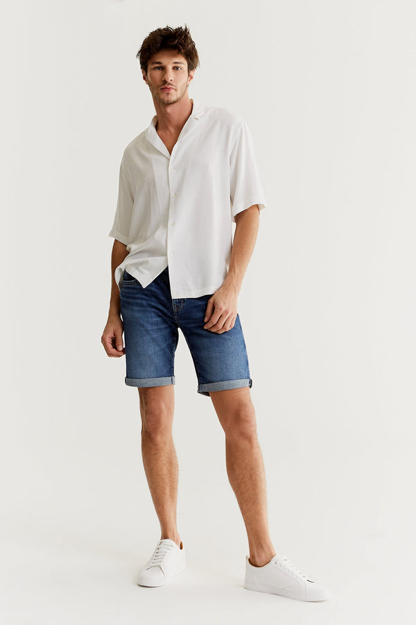 Cup Of Joe Denim Dennis Mid Waist Regular Length 5 Pocket Shorts