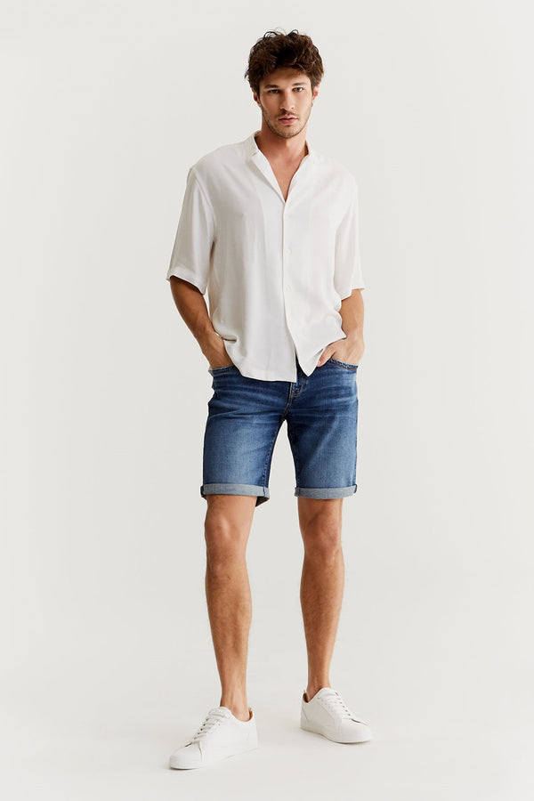 cup of joe denim Dennis Mid Waist Regular Length 5 Pocket Shorts