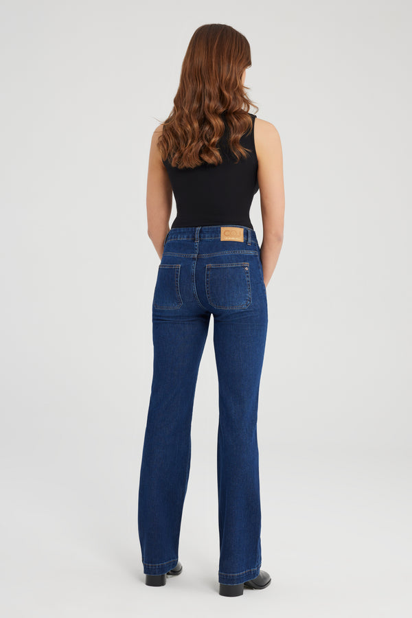 Cup Of Joe Denim Diana High Waist Full Length Patch Pocket Jeans