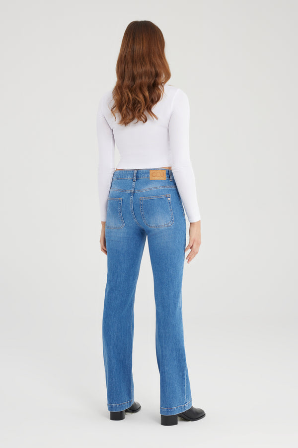 Cup Of Joe Denim Diana High Waist Full Length Patch Pocket Jeans