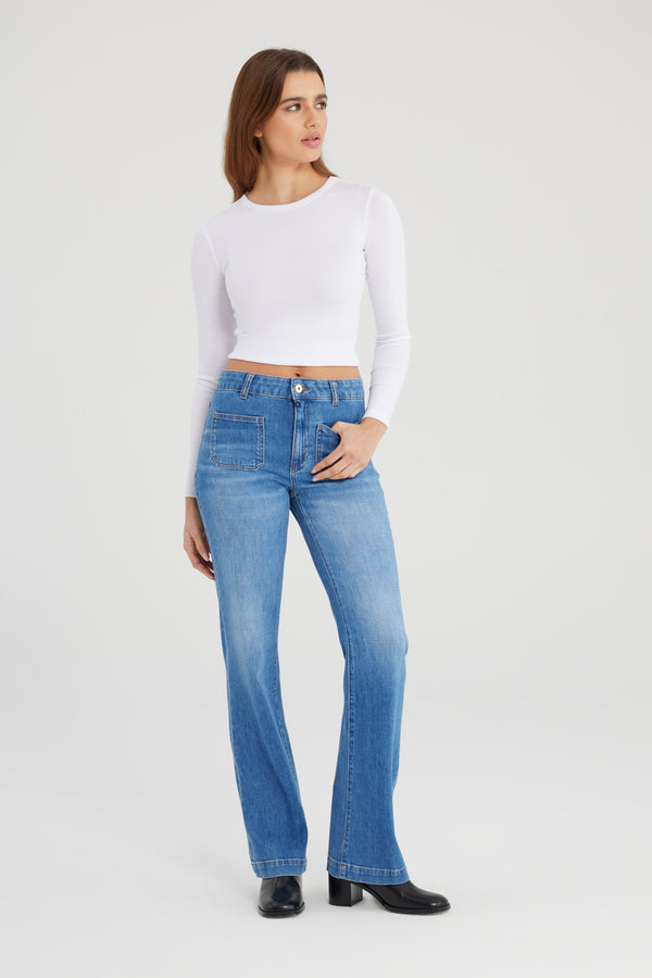 cup of joe denim Diana High Waist Full Length Patch Pocket Jeans
