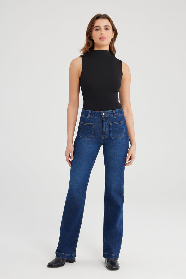 cup of joe denim Diana High Waist Full Length Patch Pocket Jeans