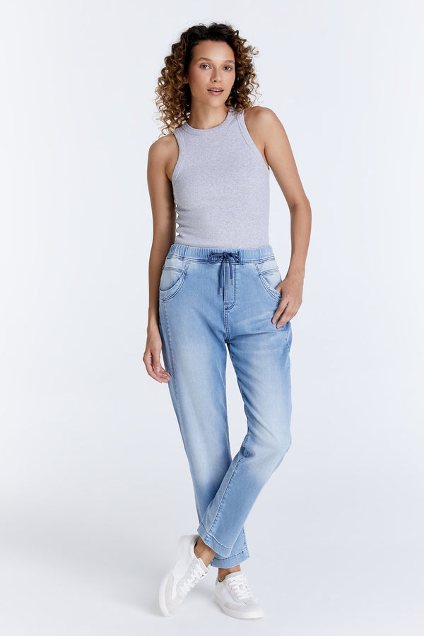 Cup Of Joe Denim Ella Mid Waist Ankle Length Jogger 5 Pocket Jeans