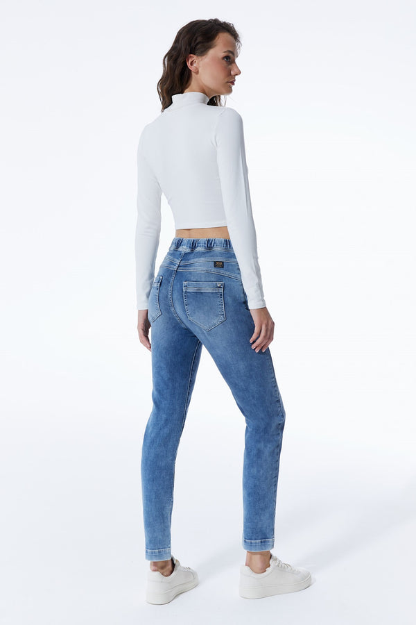 Cup Of Joe Denim Ella Mid Waist Ankle Length Jogger 5 Pocket Jeans