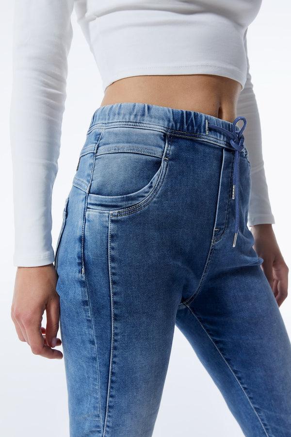 Cup Of Joe Denim Ella Mid Waist Ankle Length Jogger 5 Pocket Jeans