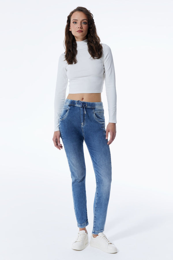 cup of joe denim Ella Mid Waist Ankle Length Jogger 5 Pocket Jeans