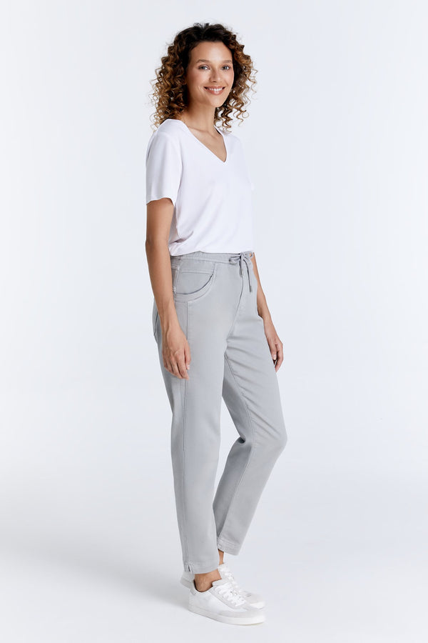 Cup Of Joe Denim Ella Mid Waist Ankle Length Jogger 5 Pocket Pants