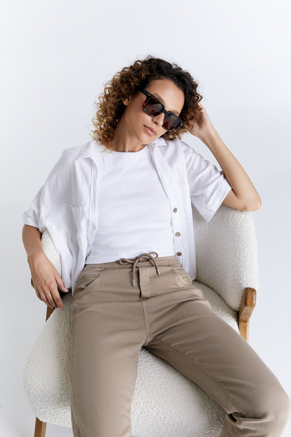 Cup Of Joe Denim Ella Mid Waist Ankle Length Jogger 5 Pocket Pants