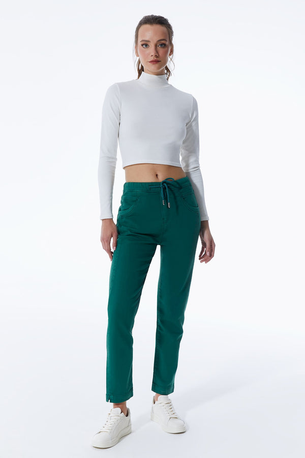 Cup Of Joe Denim Ella Mid Waist Ankle Length Jogger 5 Pocket Pants