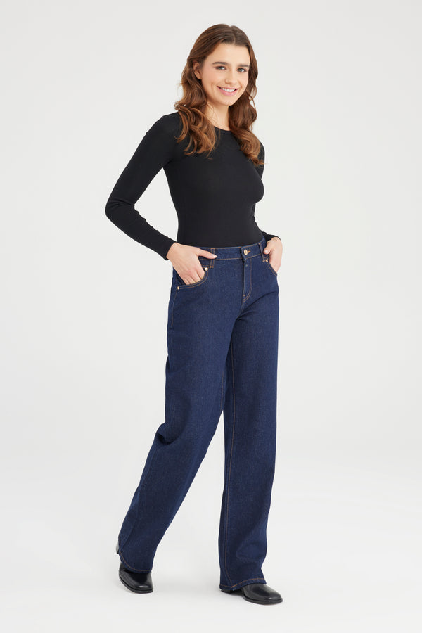 Cup Of Joe Denim Elodie Mid Waist Full Length 5 Pocket Jeans