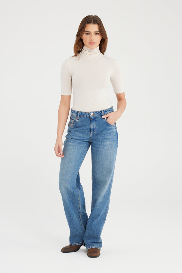 cup of joe denim Elodie Mid Waist Full Length 5 Pocket Jeans