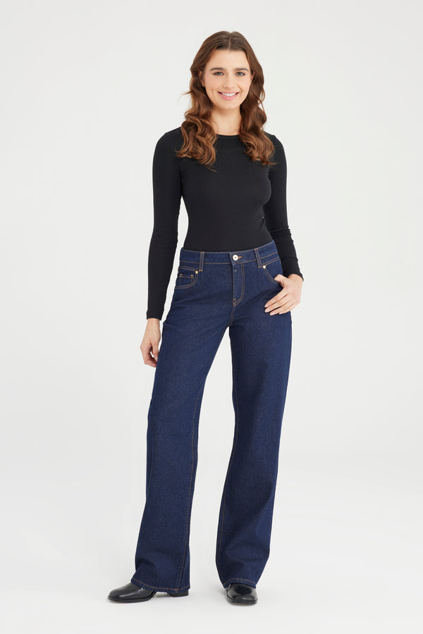 cup of joe denim Elodie Mid Waist Full Length 5 Pocket Jeans