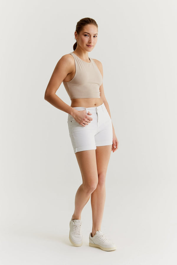 Cup Of Joe Denim Emma Mid Waist Regular Length 5 Pocket Shorts