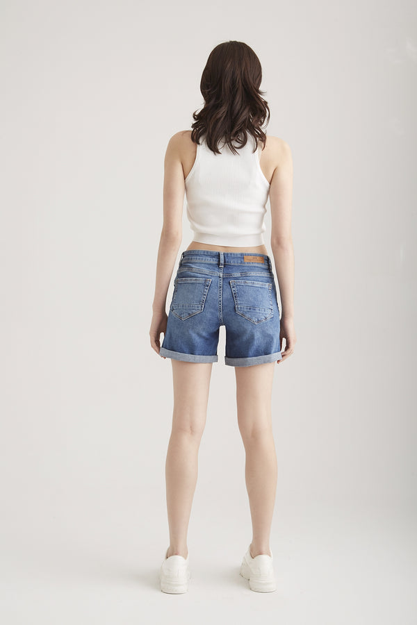Cup Of Joe Denim Emma Mid Waist Regular Length 5 Pocket Shorts