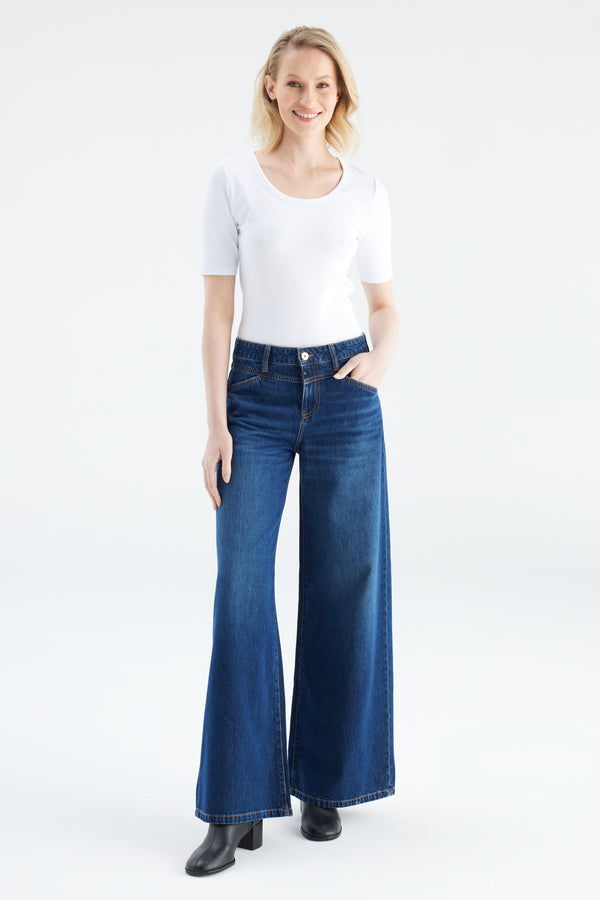 cup of joe denim Hazel Mid Waist Full Length 5 Pocket Jeans