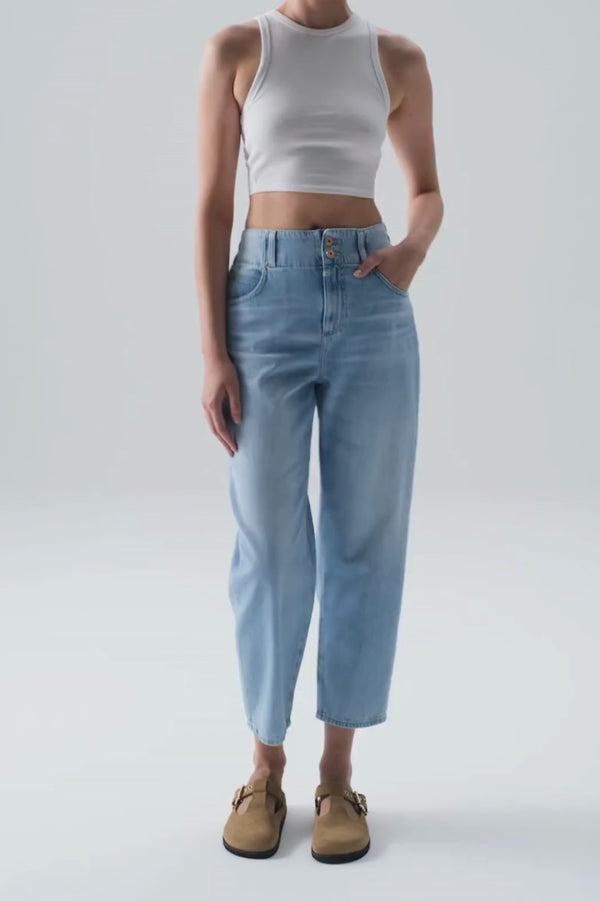 Cup Of Joe Denim Jasmin High Waist Cropped Length Jogger 5 Pocket Jeans