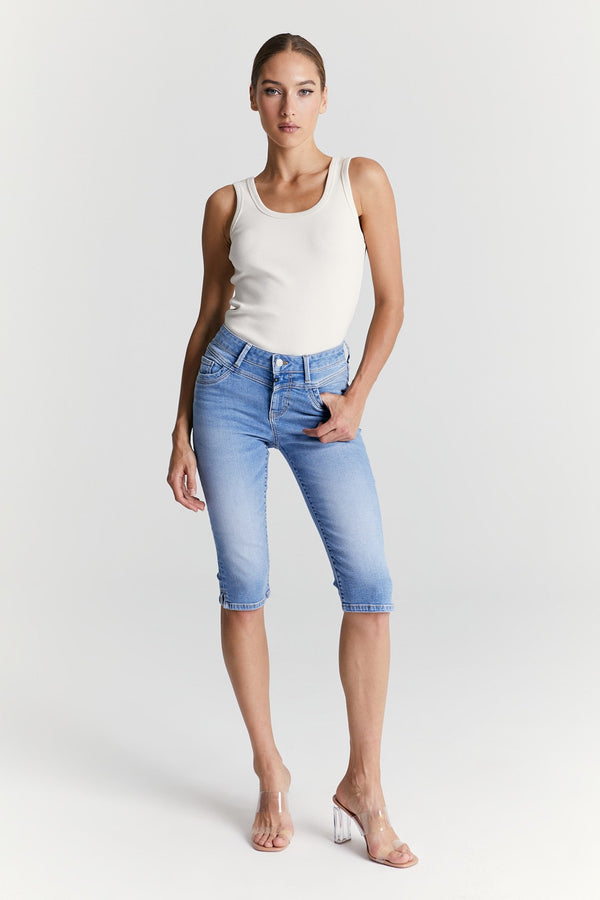 cup of joe denim Karen Mid Waist Regular Length 5 Pocket Capri