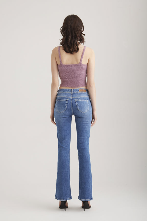 Cup Of Joe Denim Laura Mid Waist Full Length 5 Pocket Jeans