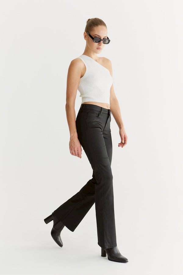 Cup Of Joe Denim Laura Mid Waist Full Length 5 Pocket Pants