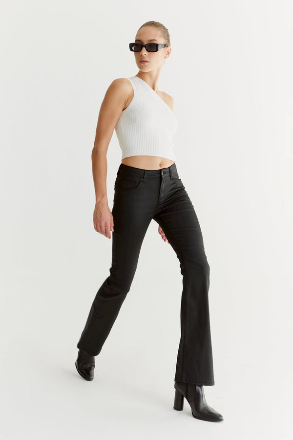 Cup Of Joe Denim Laura Mid Waist Full Length 5 Pocket Pants