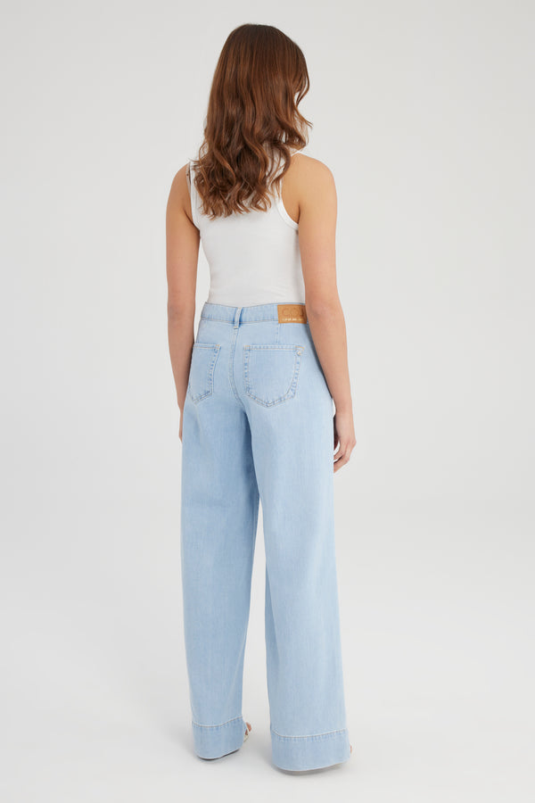 Cup Of Joe Denim Layla Mid Waist Full Length Pintuck 5 Pocket Jeans