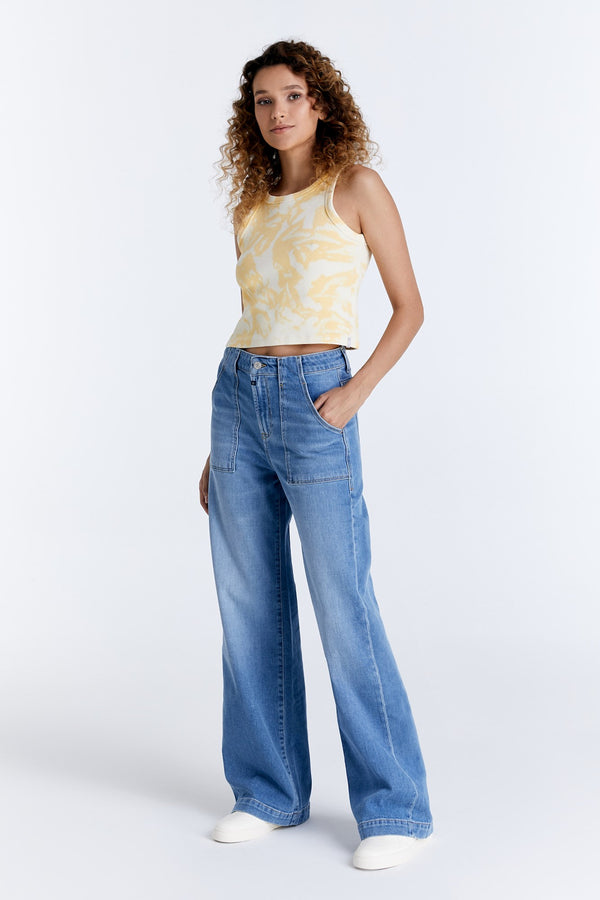 cup of joe denim Lulu High Waist Full Length Patch Pocket Jeans