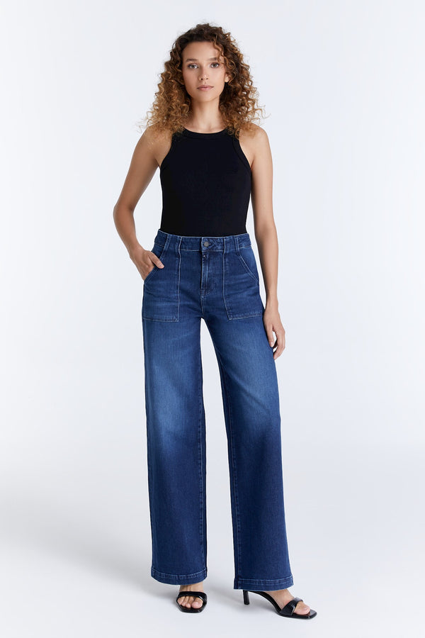cup of joe denim Lulu High Waist Full Length Patch Pocket Jeans