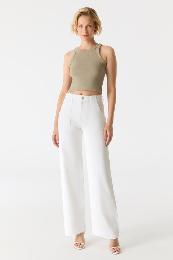 Cup Of Joe Denim Lulu High Waist Full Length Patch Pocket Pants