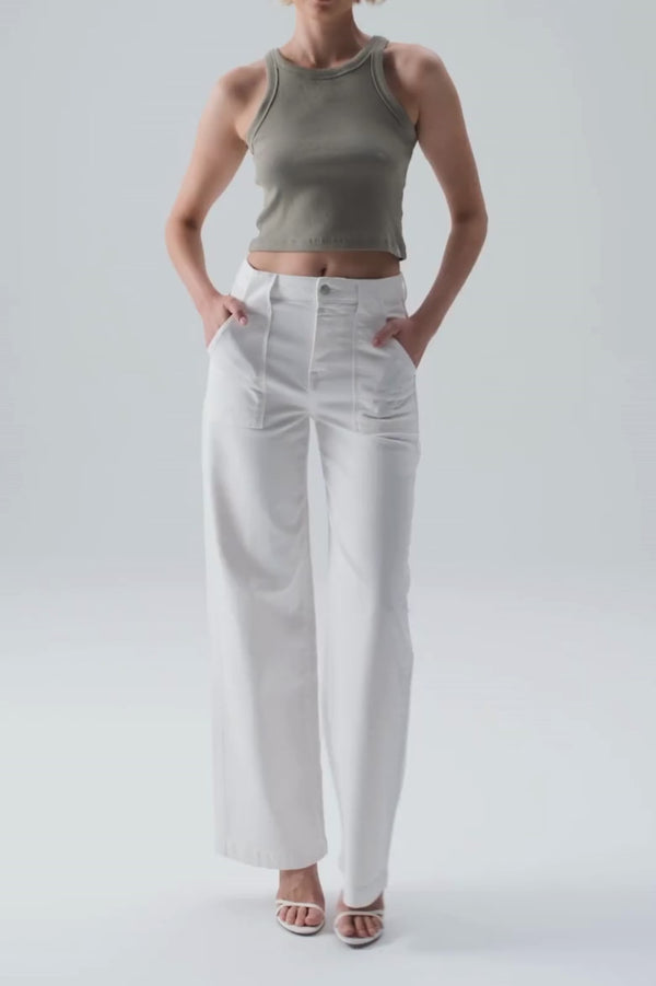 Cup Of Joe Denim Lulu High Waist Full Length Patch Pocket Pants