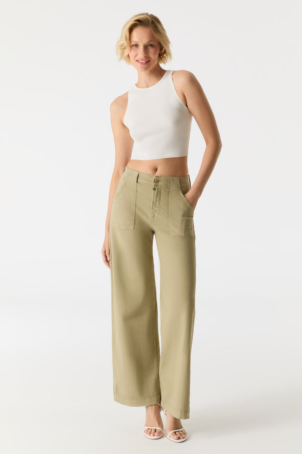 Cup Of Joe Denim Lulu High Waist Full Length Patch Pocket Pants