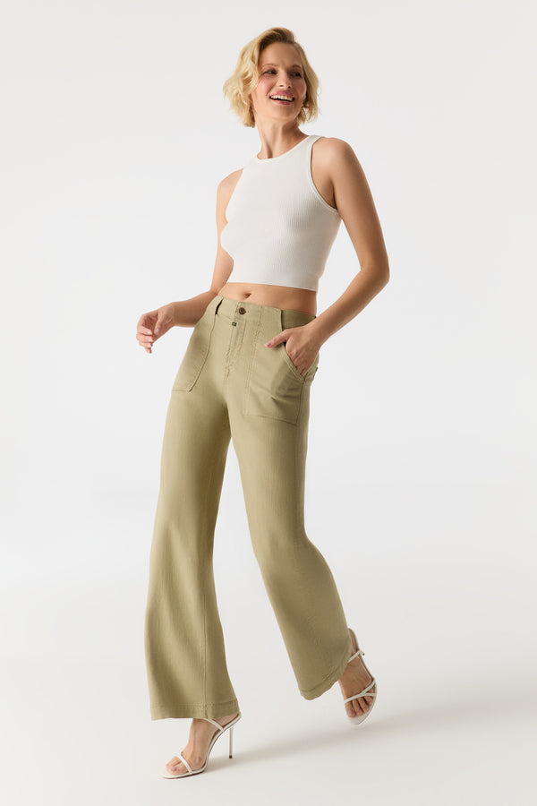 Cup Of Joe Denim Lulu High Waist Full Length Patch Pocket Pants