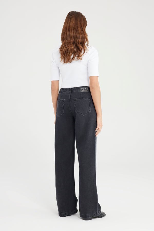 Cup Of Joe Denim Maxine Mid Waist Full Length Drop Crotch Chino Jeans