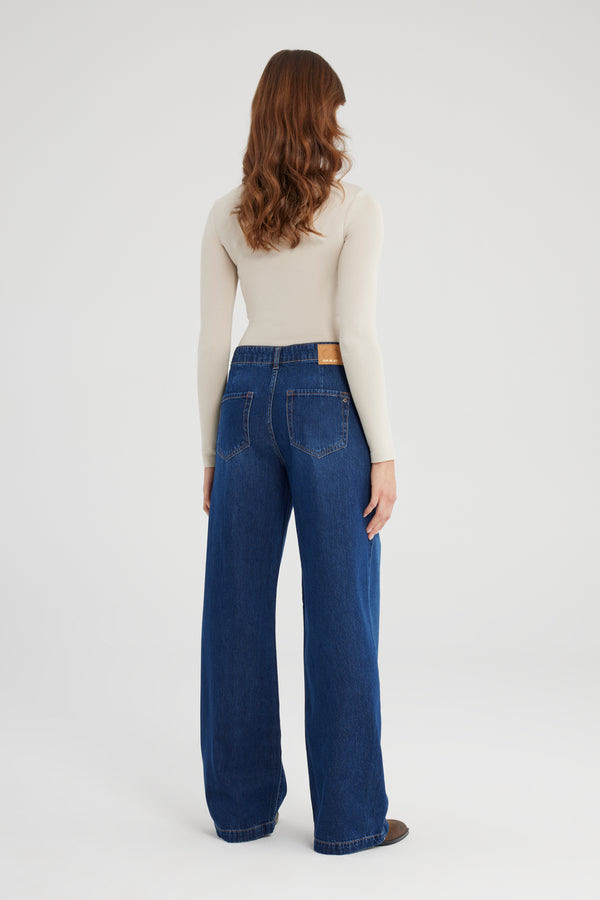 Cup Of Joe Denim Maxine Mid Waist Full Length Drop Crotch Chino Jeans