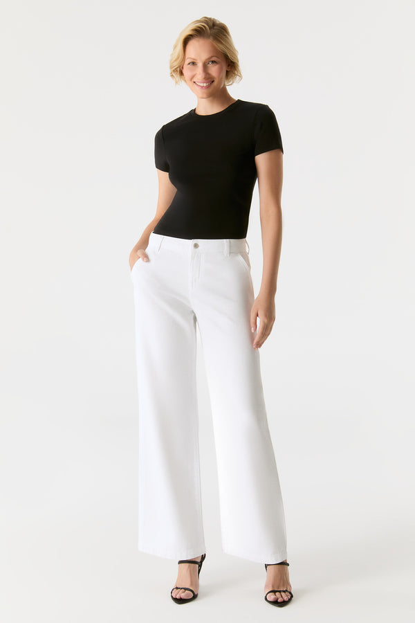 Cup Of Joe Denim Maxine Mid Waist Full Length Drop Crotch Chino Pants