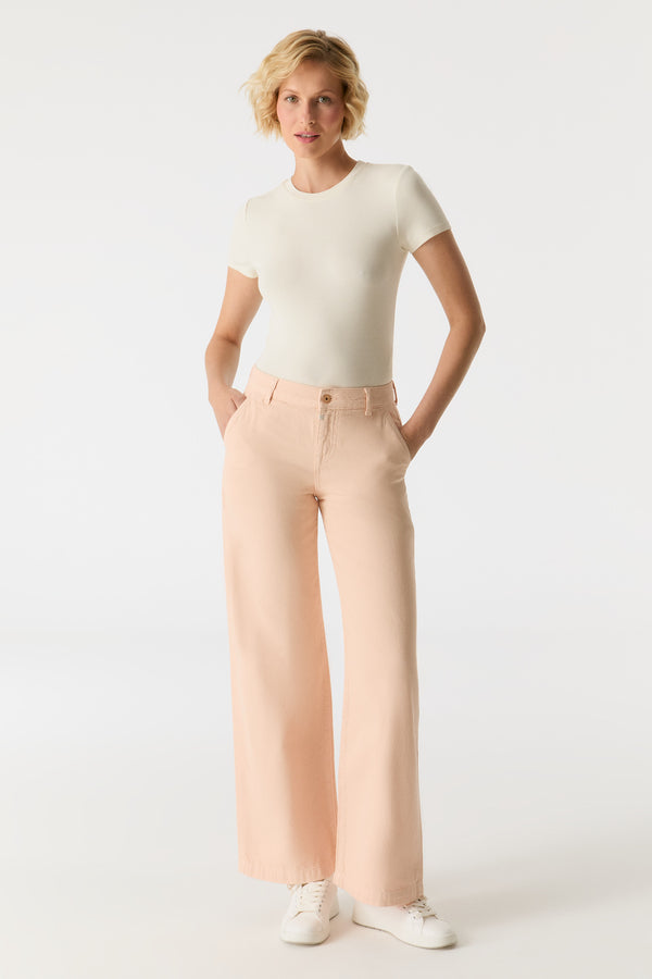 Cup Of Joe Denim Maxine Mid Waist Full Length Drop Crotch Chino Pants