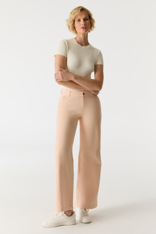 Cup Of Joe Denim Maxine Mid Waist Full Length Drop Crotch Chino Pants