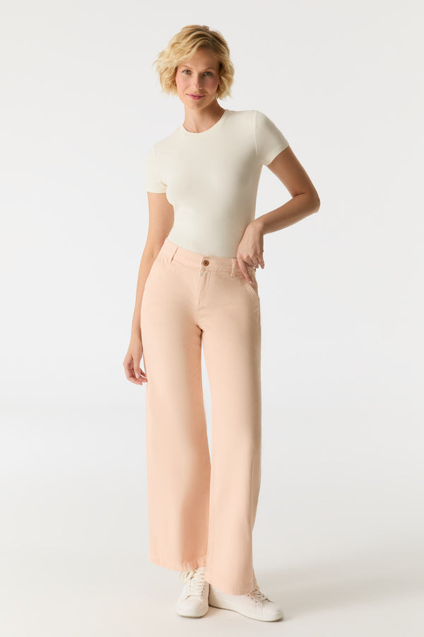 Cup Of Joe Denim Maxine Mid Waist Full Length Drop Crotch Chino Pants