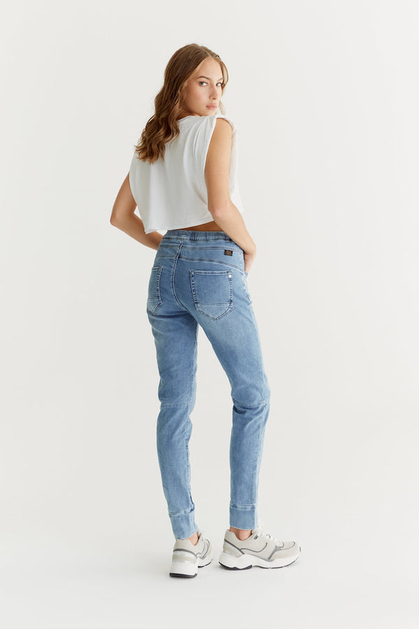 Cup Of Joe Denim Mila Mid Waist Ankle Length Jogger 5 Pocket Jeans