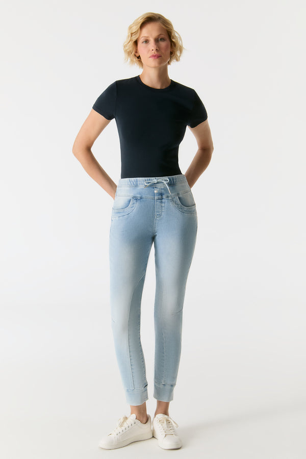 Cup Of Joe Denim Mila Mid Waist Ankle Length Jogger 5 Pocket Jeans