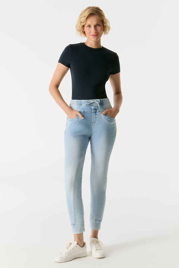 Cup Of Joe Denim Mila Mid Waist Ankle Length Jogger 5 Pocket Jeans