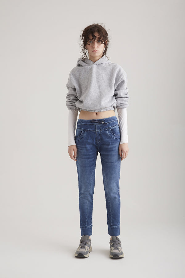 cup of joe denim Mila Mid Waist Ankle Length Jogger 5 Pocket Jeans