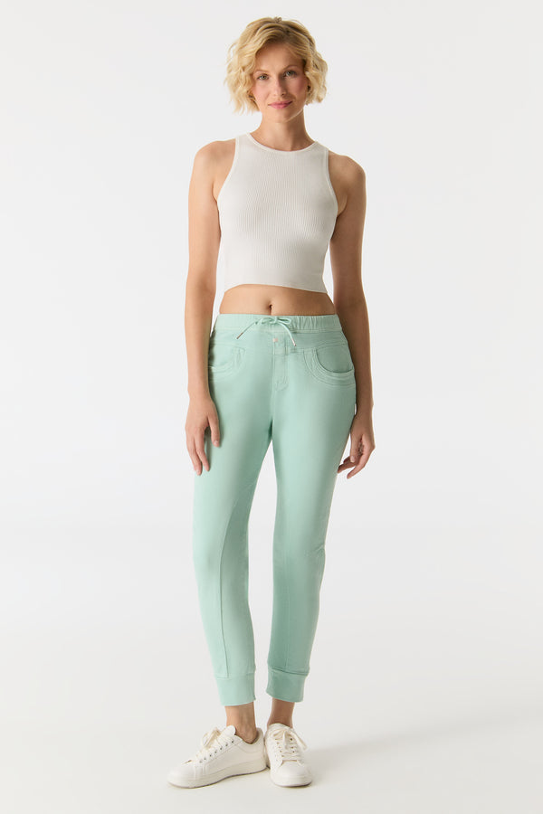 Cup Of Joe Denim Mila Mid Waist Ankle Length Jogger 5 Pocket Pants