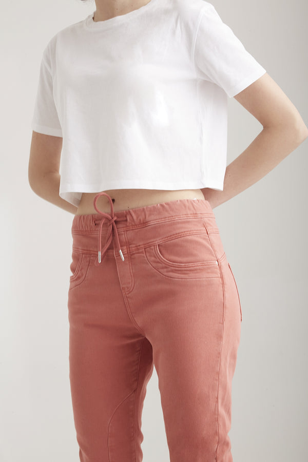 Cup Of Joe Denim Mila Mid Waist Ankle Length Jogger 5 Pocket Pants