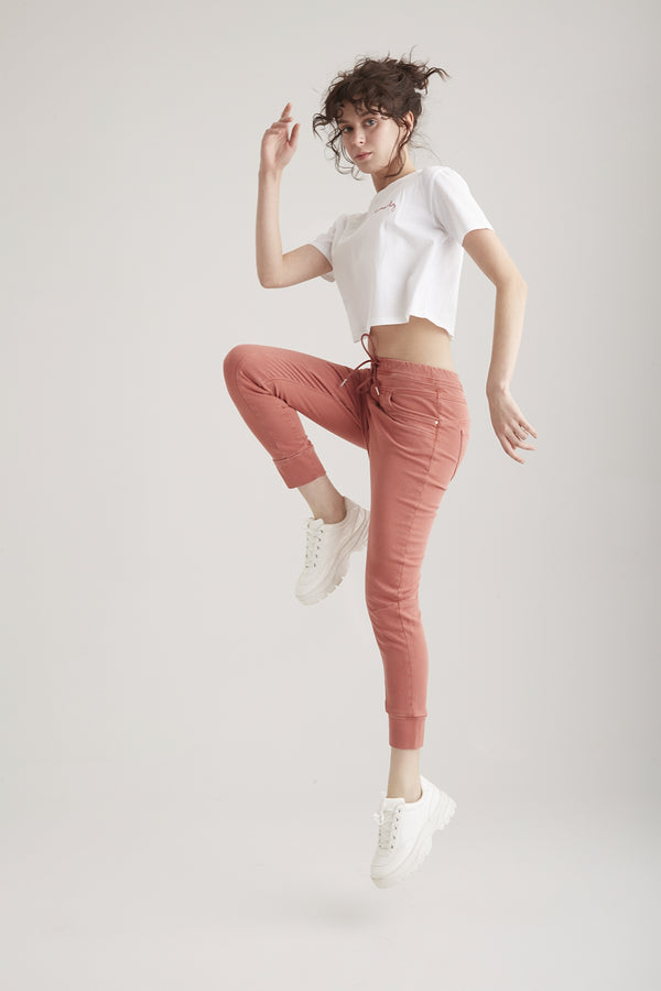 Cup Of Joe Denim Mila Mid Waist Ankle Length Jogger 5 Pocket Pants