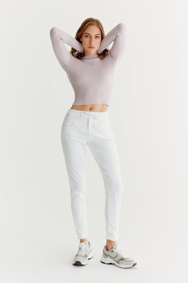 Cup Of Joe Denim Mila Mid Waist Ankle Length Jogger 5 Pocket Pants