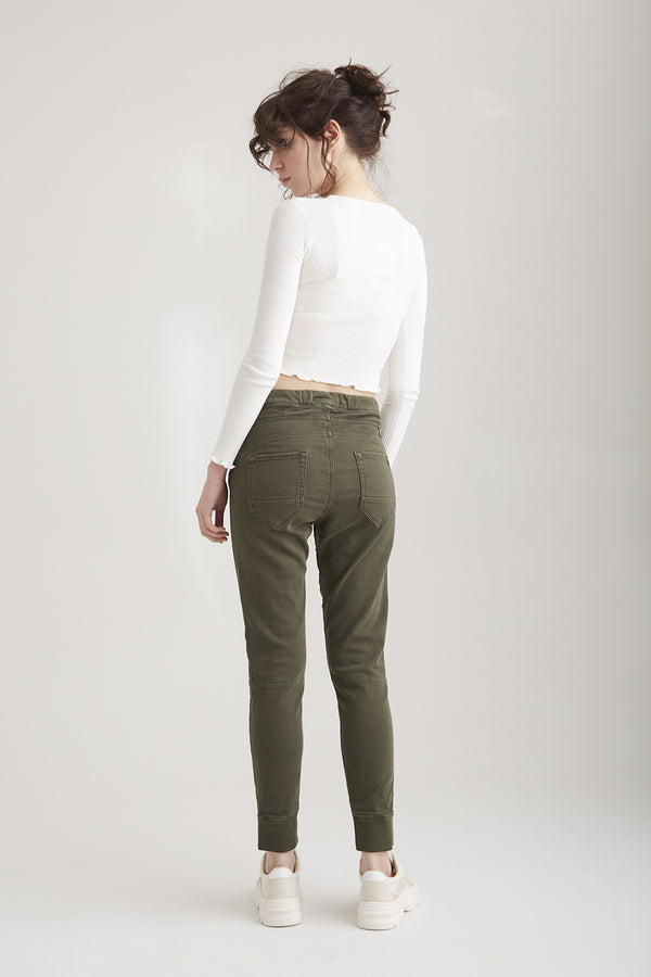 Cup Of Joe Denim Mila Mid Waist Ankle Length Jogger 5 Pocket Pants